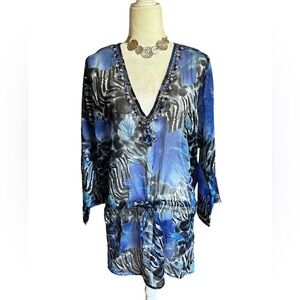 Gem Embellished Sheer Coverup Tunic